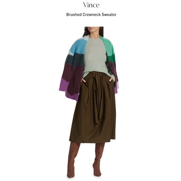 COPY - Vince Brushed Cashmere Wool Blend Crewneck Sweater in Mint Glass - Picture 6 of 13